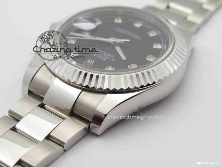 0218 DateJust II 41mm SS BP Maker Best Edition Black Dial Diam On SS Bracelet SA Lightweight 3728